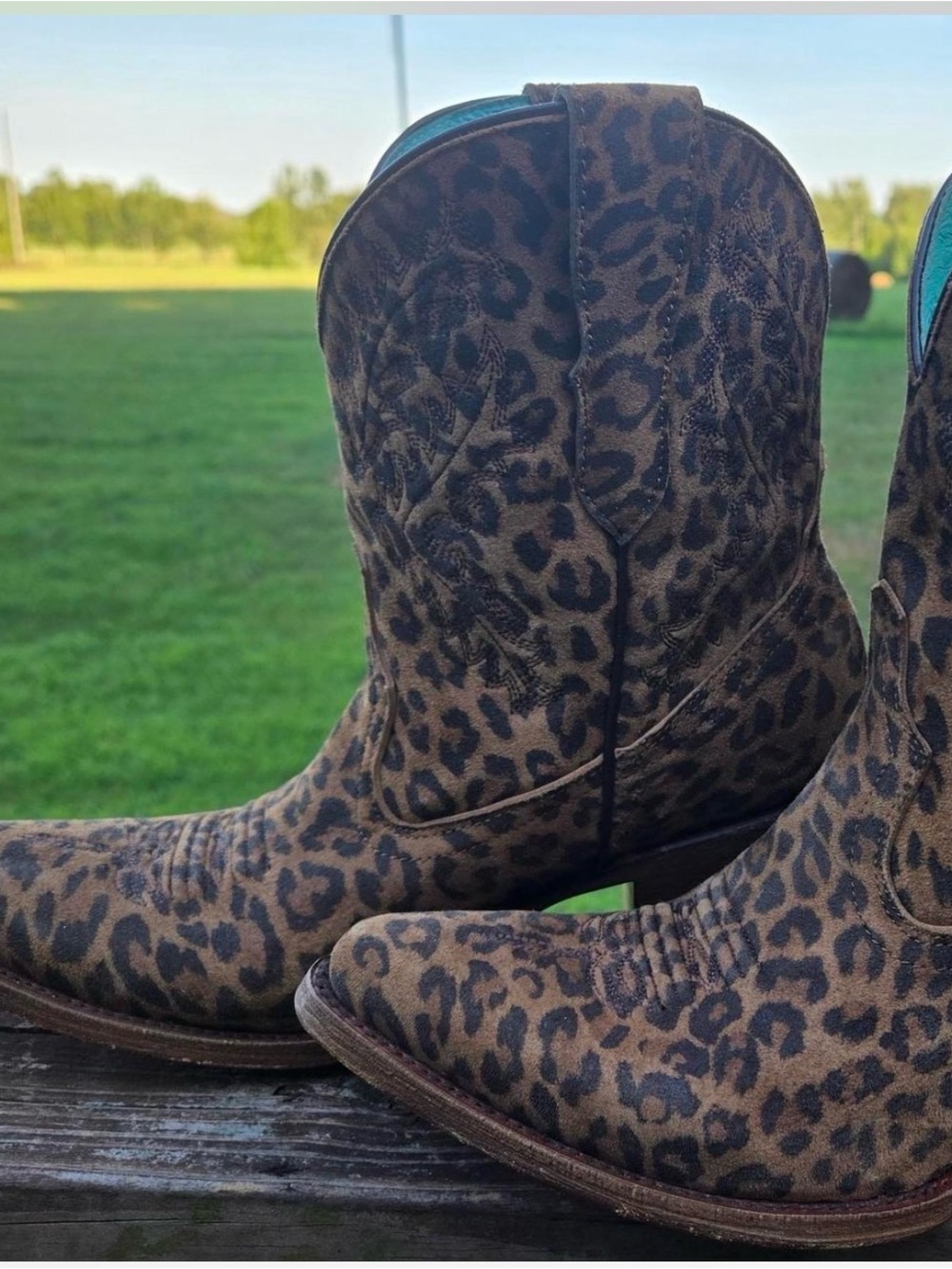 Corral Leopard Print Western Cowboy Boots - Brown